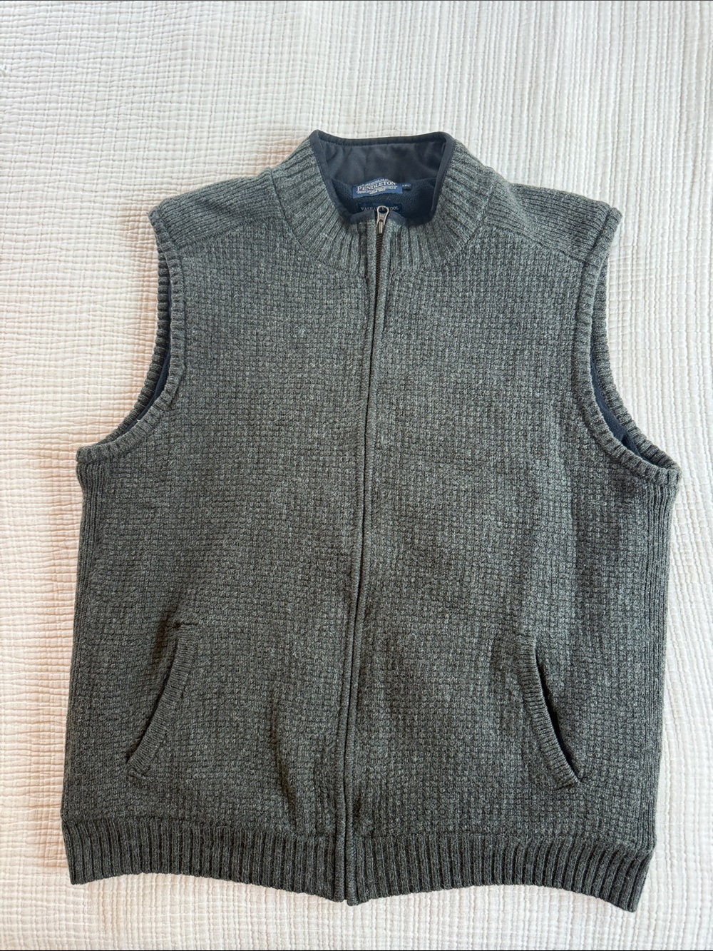 Pendleton Gray Wool Zip Front Vest